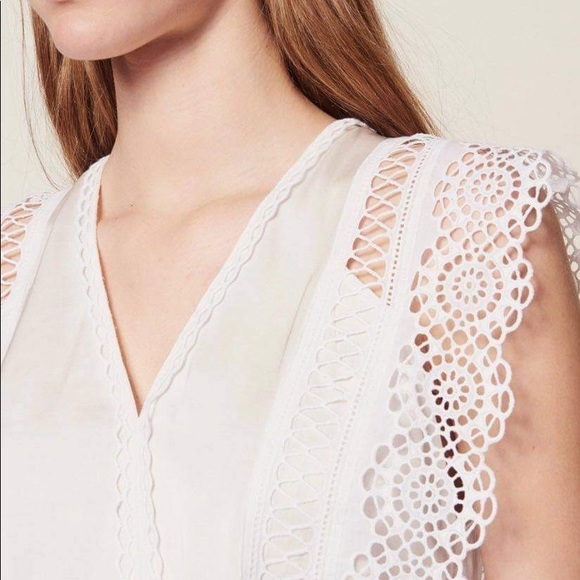 Sandro Cotton and Satin Top - Picture 2 of 5